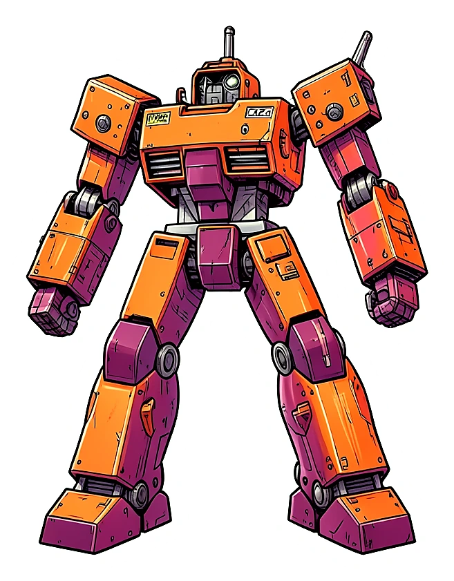 Bold colorful giant robot sticker artwork
