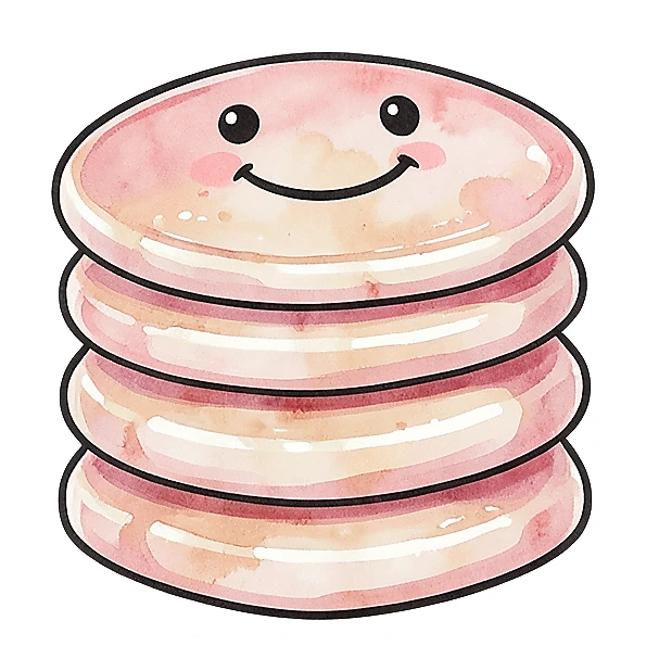Stack of smiling pancakes prepared as sticker artwork