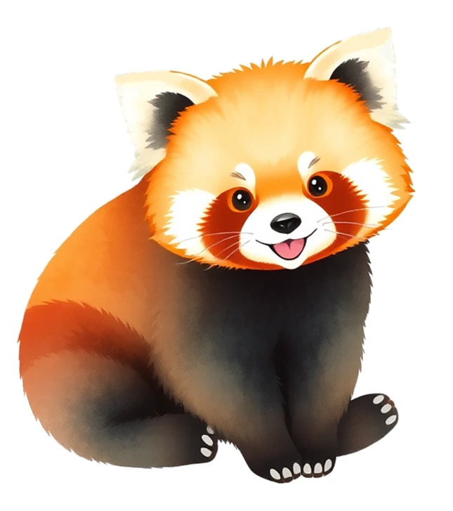 Happy watercolor red panda sticker artwork