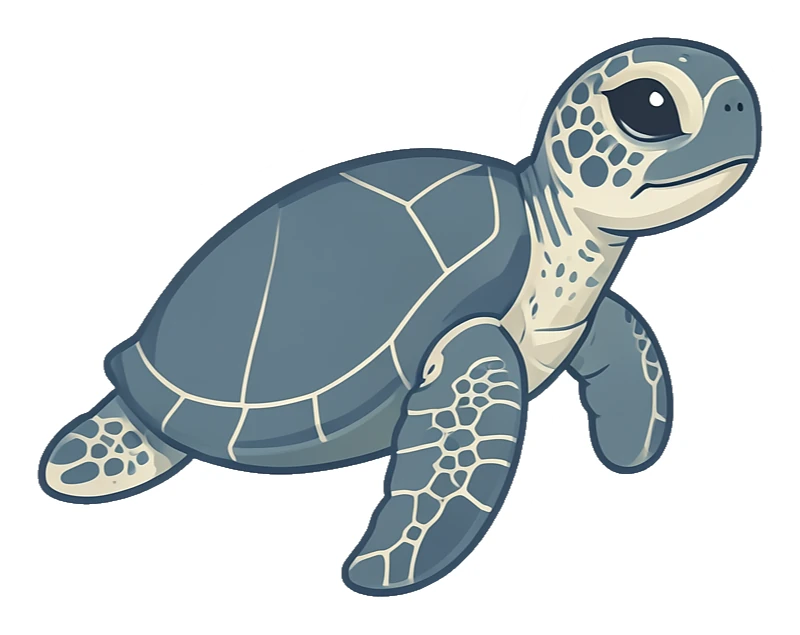 Illustrated sea turtle sticker artwork after cleanup repair